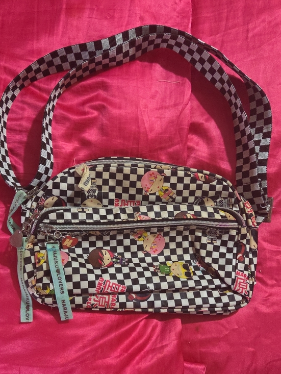 Harajuku Lovers Handbags - Checker Print Crossbody Bag Harajuku Lovers- Black & White